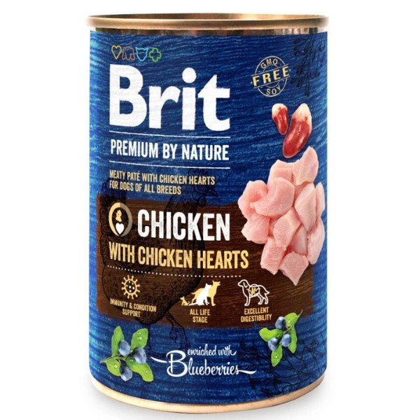 Фото - Влажный корм для собак Brit Premium by Nature k с курицей и куриным сердцем 400г (8595602561780)