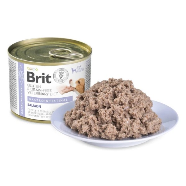 Фото - Паштет для собак Brit VetDiets Gastrointestinal при проблемах с пищеварением с лососем 200г (8595602578900)