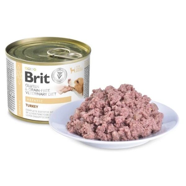Фото - Паштет для собак Brit VetDiets Hepatic для поддержки функций печени с индейкой 200г (8595602578917)