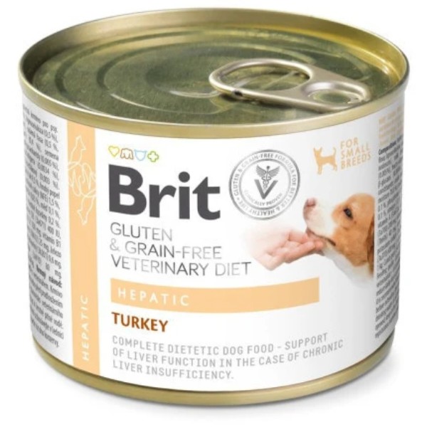 Фото - Паштет для собак Brit VetDiets Hepatic для поддержки функций печени с индейкой 200г (8595602578917)