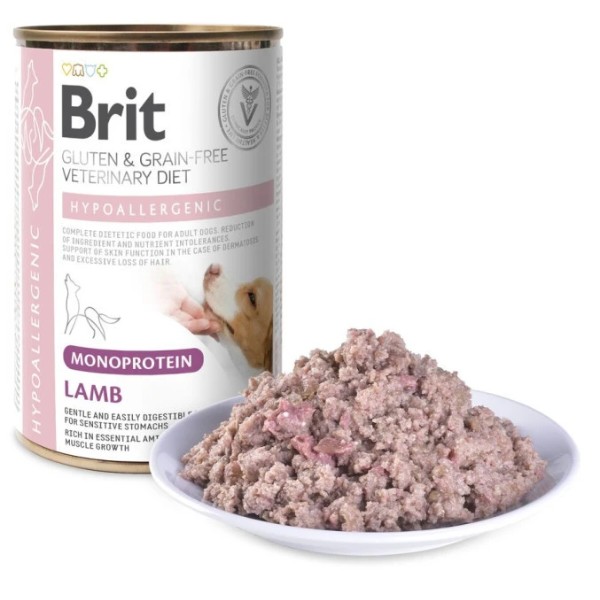 Фото - Влажный корм для собак Brit VetDiets Hypoallergenic Lamb с пищевой аллергией с ягненком 400 г (8595602574216)