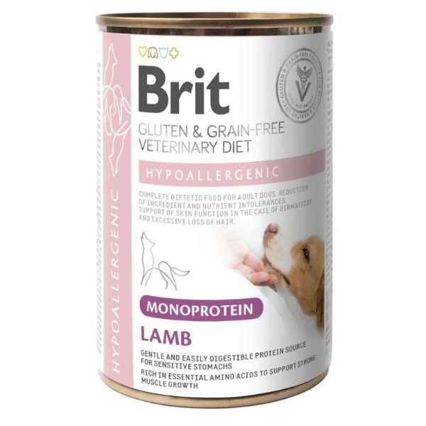 Фото - Влажный корм для собак Brit VetDiets Hypoallergenic Lamb с пищевой аллергией с ягненком 400 г (8595602574216)