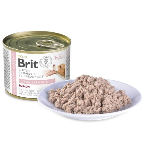 Фото - Паштет для собак Brit VetDiets Hypoallergenic с пищевой аллергией с лососем 200г (8595602578924)