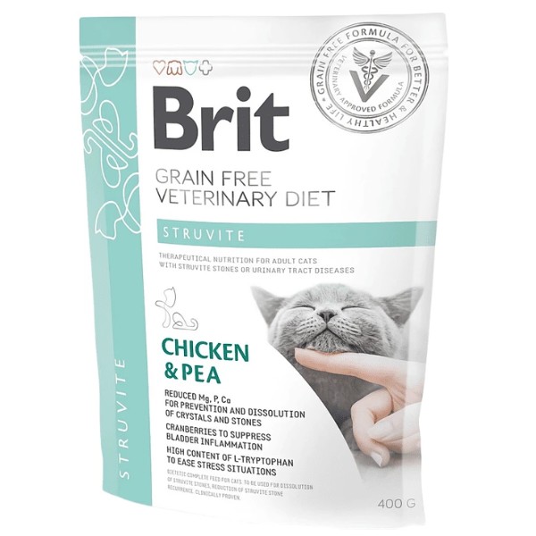 Фото - Сухой корм Brit VetDiets GF для кошек при струвите с горохом и курицей 400 г (8595602528288)