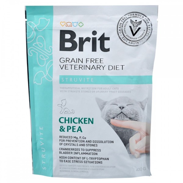 Фото - Сухой корм Brit VetDiets GF для кошек при струвите с горохом и курицей 400 г (8595602528288)