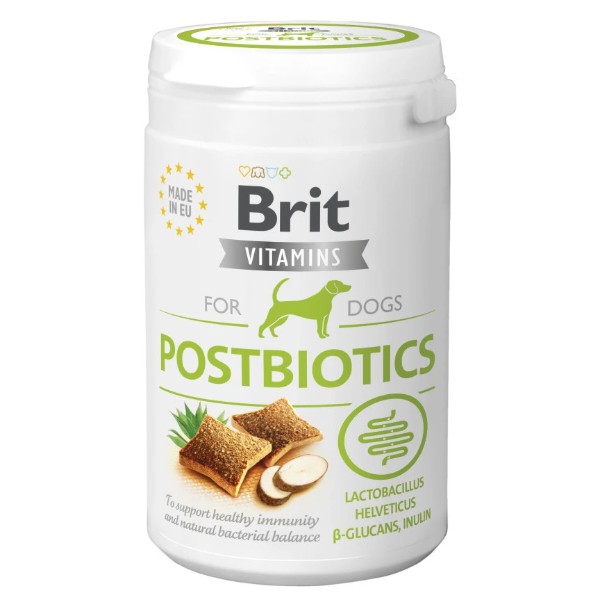 Фото - Витамины для собак Brit Vitamins Postbiotics для взрослых для поддержания иммунитета и нормализации пищеварения с курицей 150 г (8595602562534)