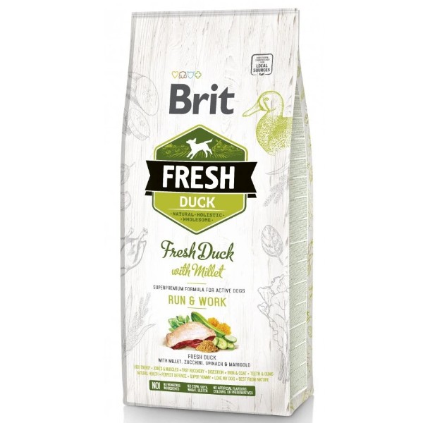 Фото - Сухой корм для собак Brit Fresh д/взрослых собак уткой и пшеном 12 кг (8595602530816)