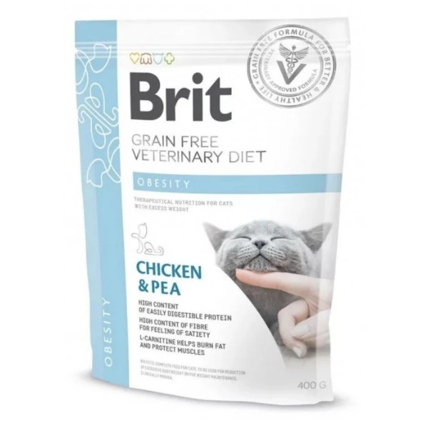 Фото - Сухий корм Brit VetDiets для кішок з надмірною вагою з куркою та горохом 400 г (8595602528486)