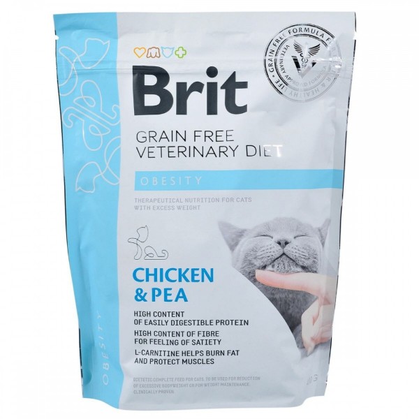 Фото - Сухий корм Brit VetDiets для кішок з надмірною вагою з куркою та горохом 400 г (8595602528486)
