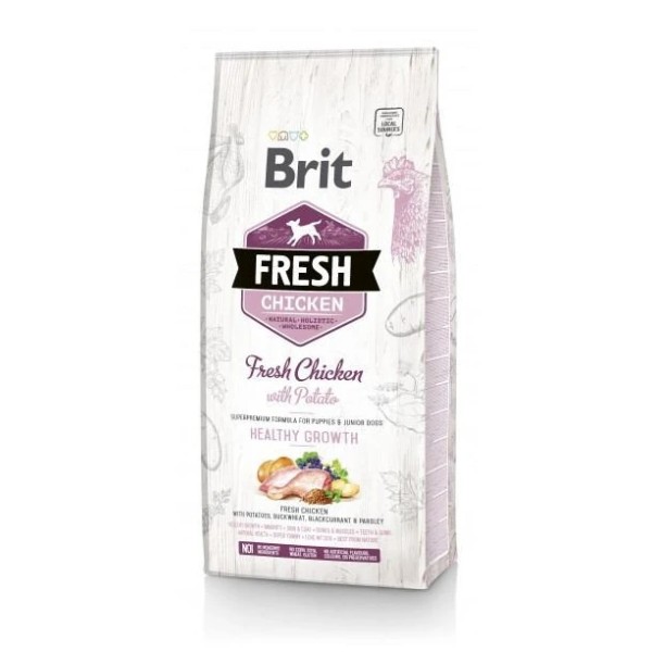 Фото - Сухой корм для собак Brit Fresh д/щенков с курицей и картофелем 12 кг (8595602530717)