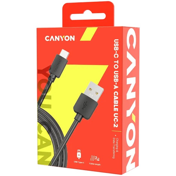 Фото - Кабель Canyon Type-C USB 2.0 2m Black (CNE-USBC2B)