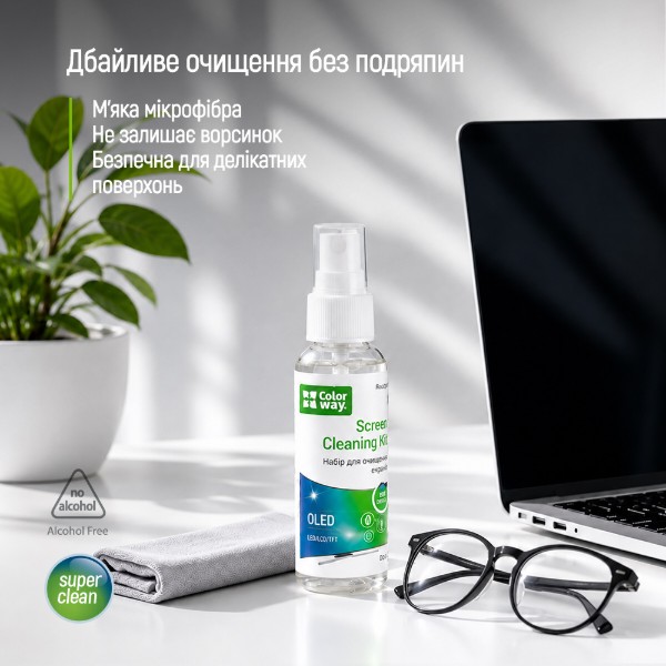 Фото - Набор для чистки экранов Colorway CW-2615 (60 мл + микрофибра)