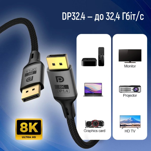Фото - Кабель Colorway DisplayPort-DisplayPort V1.4 8K 1.5м Black (CW-CBDP093-BK)