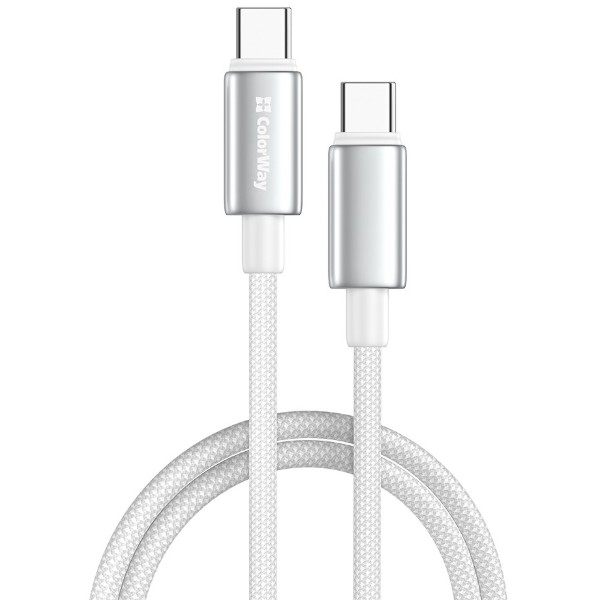 Фото - Кабель Colorway Type-C - Type-C (zinc alloy braided) (PD Fast Charging 100W) 5А 1м White (CW-CBPDCC098-WT)