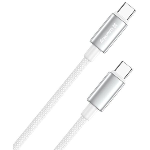 Фото - Кабель Colorway Type-C - Type-C (zinc alloy braided) (PD Fast Charging 100W) 5А 1м White (CW-CBPDCC098-WT)