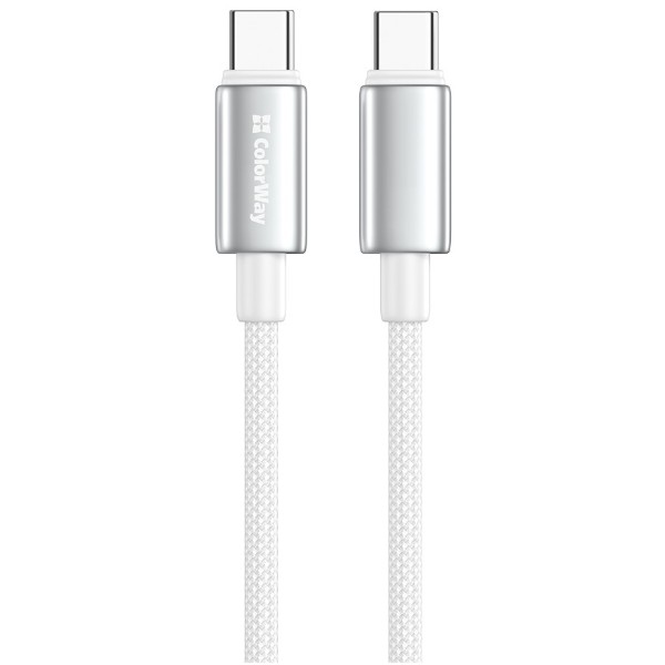 Фото - Кабель Colorway Type-C - Type-C (zinc alloy braided) (PD Fast Charging 100W) 5А 1м White (CW-CBPDCC098-WT)