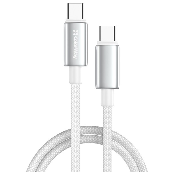 Фото - Кабель Colorway Type-C - Type-C (zinc alloy braided) (PD Fast Charging 100W) 5А 2м White (CW-CBPDCC099-WT)
