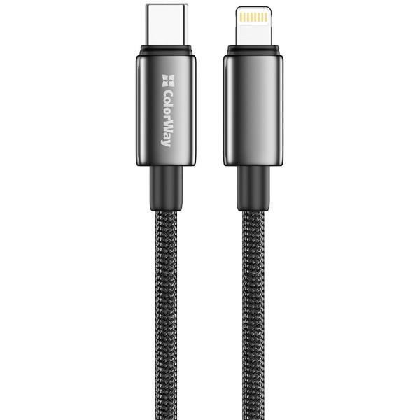 Фото - Кабель Colorway Type-C - Apple Lightning (zinc alloy braided) (PD Fast Charging 30W) 1м Black (CW-CBPDCL098-BK)