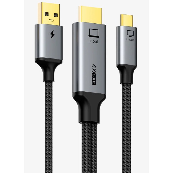 Фото - Кабель Cabletime HDMI - USB-C з USB живленням 2 м (CC18L)