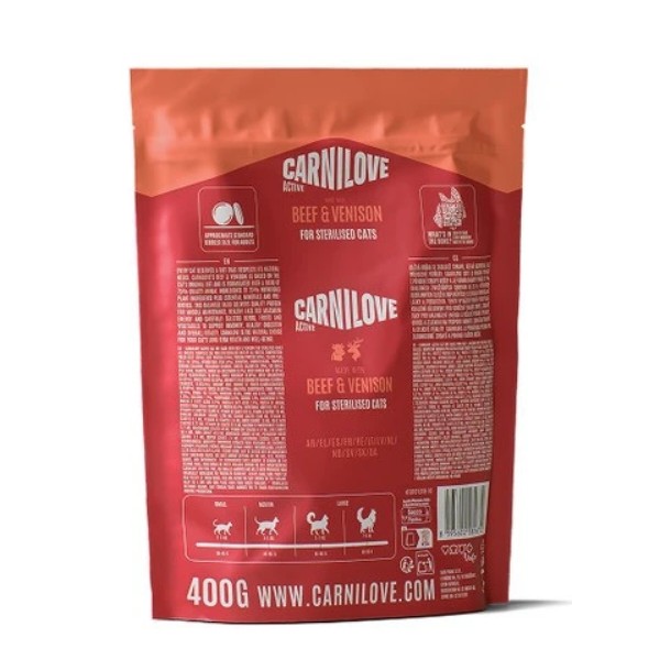 Фото - Сухой корм для кошек Carnilove Active Beef & Venison Sterilised для стерилизованных говядина и оленина 400 г (8595602581672)