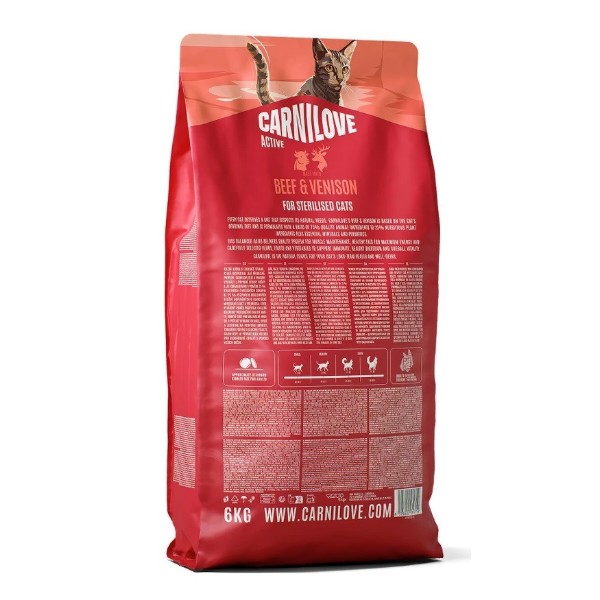 Фото - Сухой корм для кошек Carnilove Active Beef & Venison Sterilised для стерилизованных говядина и оленина 6 кг (8595602581719)