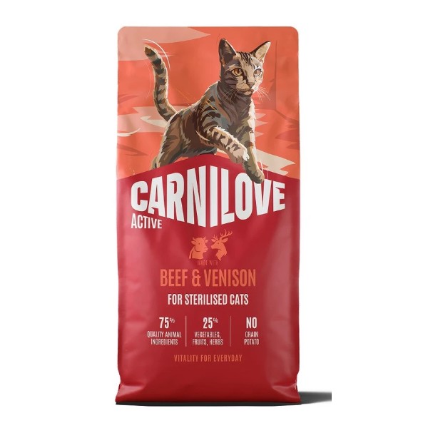 Фото - Сухой корм для кошек Carnilove Active Beef & Venison Sterilised для стерилизованных говядина и оленина 6 кг (8595602581719)