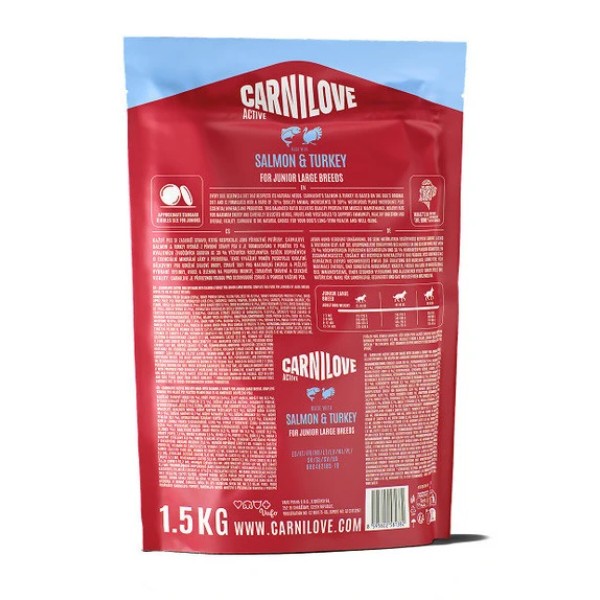 Фото - Сухий корм для собак Carnilove Active Salmon & Turkey Junior Large Breed 1,5 кг (8595602581382)