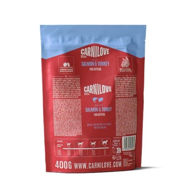 Фото - Сухой корм для кошек Carnilove Active Salmon & Turkey Kitten для котят лосось и индейка 400 г (8595602581474)