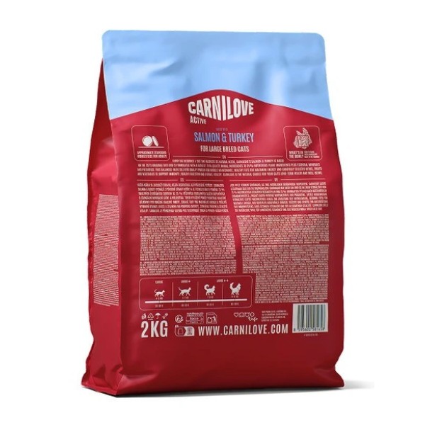Фото - Сухой корм для кошек Carnilove Active Salmon & Turkey Large Breed больших пород лосось и индейка 2 кг (8595602581658)