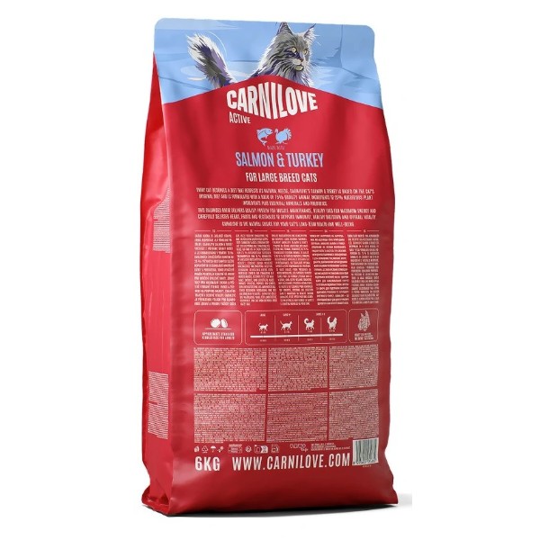 Фото - Сухой корм для кошек Carnilove Active Salmon & Turkey Large Breed больших пород лосось и индейка 6 кг (8595602581665)