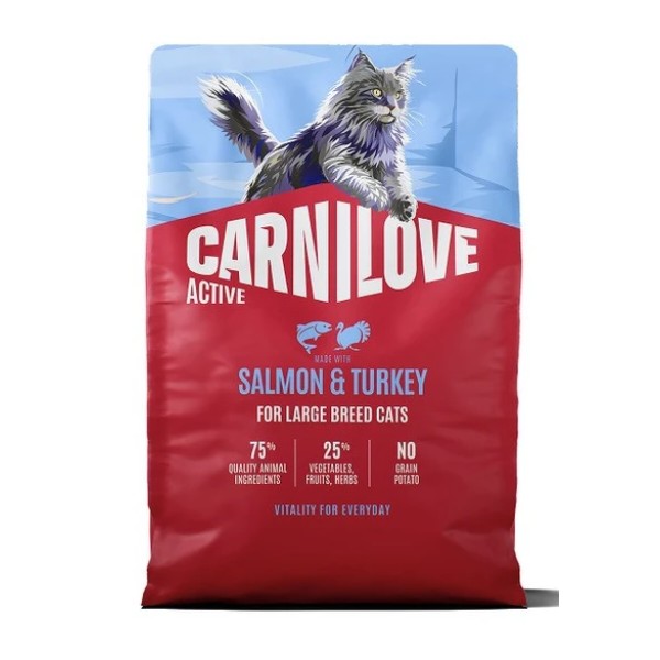 Фото - Сухой корм для кошек Carnilove Active Salmon & Turkey Large Breed больших пород лосось и индейка 2 кг (8595602581658)