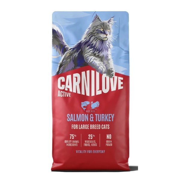 Фото - Сухой корм для кошек Carnilove Active Salmon & Turkey Large Breed больших пород лосось и индейка 6 кг (8595602581665)