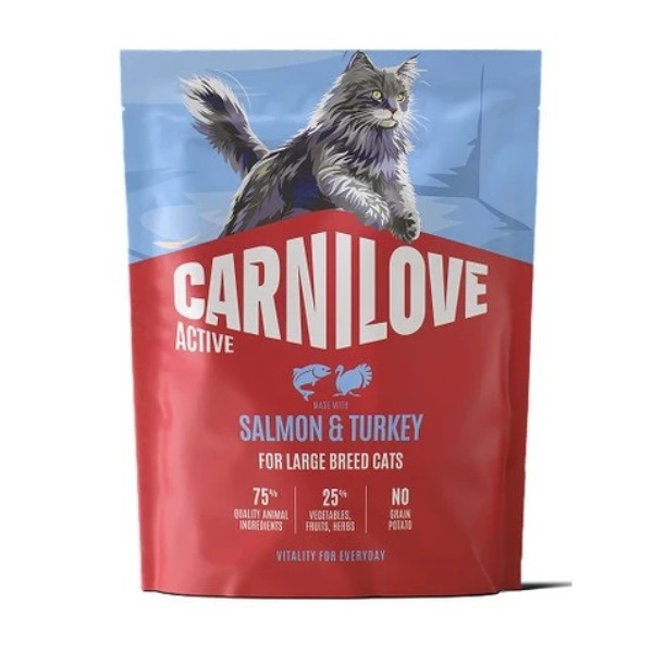 Фото - Сухой корм для кошек Carnilove Active Salmon & Turkey Large Breed больших пород лосось и индейка 400 г (8595602581627)