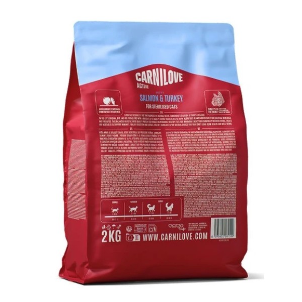 Фото - Сухой корм для кошек Carnilove Active Salmon & Turkey Sterilised для стерилизованных лосось и индейка 2 кг (8595602581559)