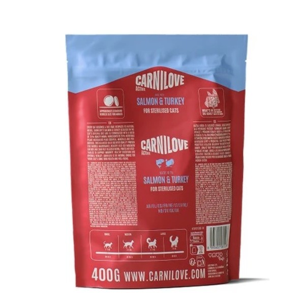 Фото - Сухой корм для кошек Carnilove Active Salmon & Turkey Sterilised для стерилизованных лосось и индейка 400 г (8595602581528)