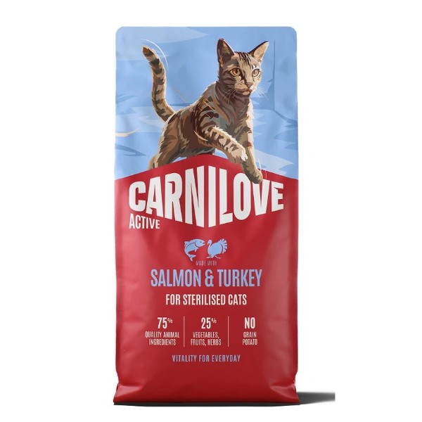 Фото - Сухой корм для кошек Carnilove Active Salmon & Turkey Sterilised для стерилизованных лосось и индейка 6 кг (8595602581566)