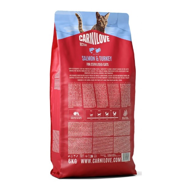 Фото - Сухой корм для кошек Carnilove Active Salmon & Turkey Sterilised для стерилизованных лосось и индейка 6 кг (8595602581566)