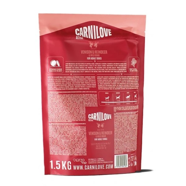 Фото - Сухий корм для собак Carnilove Active Venison & Reindeer & Wild Boar Active Adults 1,5 кг (8595602581184)
