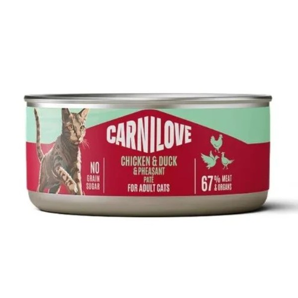 Фото - Паштет для кошек Carnilove Chicken, Duck&Pheasant курица, утка и фазан 100г (8595602582884)