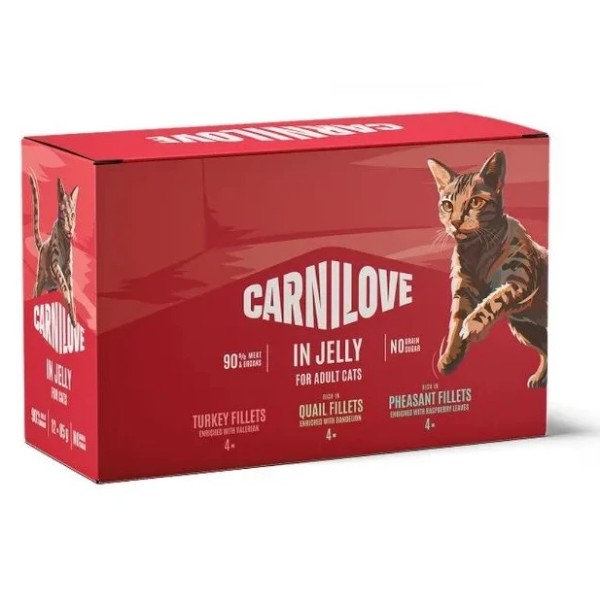 Фото - Набор влажного корма для кошек Carnilove Jelly Multipack в желе в ассортименте 12x85 г (8595602582808)