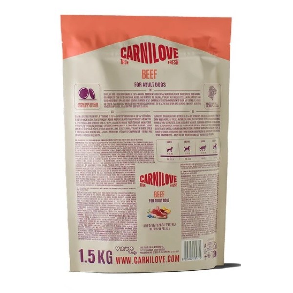 Фото - Сухой корм для собак Carnilove True Fresh Beef 1,5 кг (8595602581771)