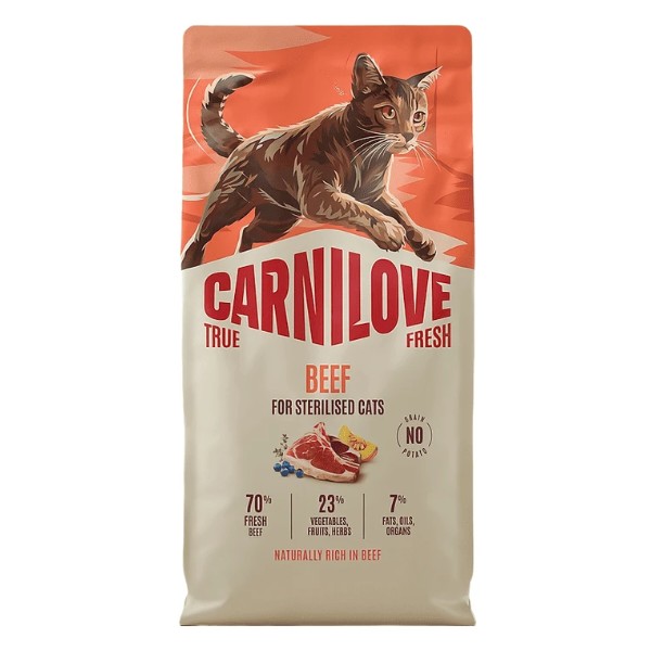 Фото - Сухой корм для кошек Carnilove True Fresh Beef Sterilised для стерилизованной говядина 6 кг (8595602582181)