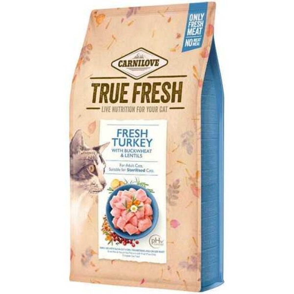 Фото - Сухой корм для кошек Carnilove True Fresh Cat Fresh Turkey для взрослых с индейкой 1,8 кг (8595602561452)
