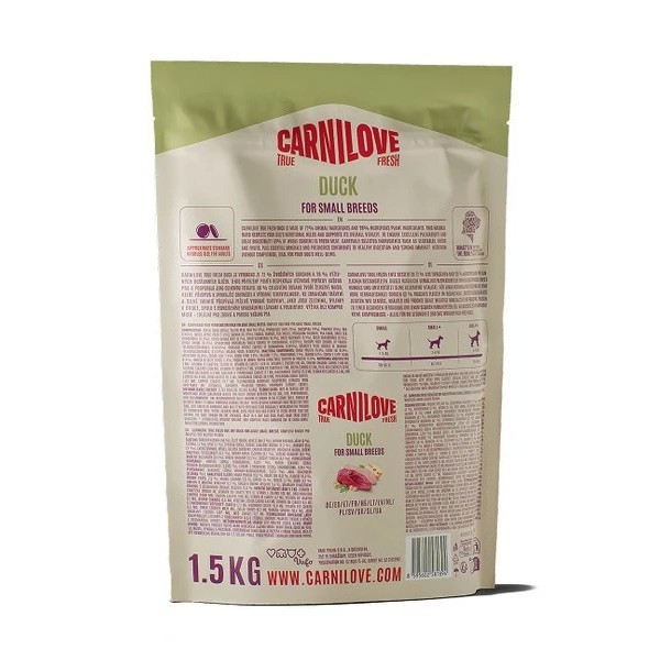 Фото - Сухой корм для собак Carnilove True Fresh Duck Small Breed 1,5 кг (8595602581894)