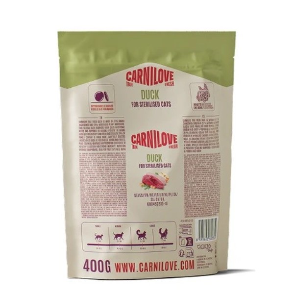 Фото - Сухой корм для кошек Carnilove True Fresh Duck Sterilised для стерилизованных утка 400 г (8595602582334)