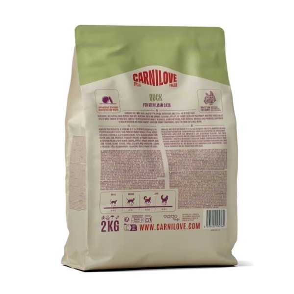 Фото - Сухой корм для кошек Carnilove True Fresh Duck Sterilised для стерилизованных утка 2 кг (8595602582365)