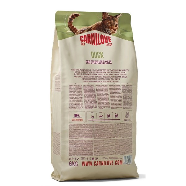 Фото - Сухой корм для кошек Carnilove True Fresh Duck Sterilised для стерилизованных утка 6 кг (8595602582372)