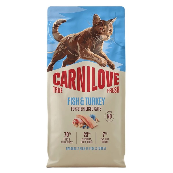 Фото - Сухой корм для кошек Carnilove True Fresh Fish&amp;Turkey Sterilised для стерилизованных рыба и индейка 6 кг (8595602582426)