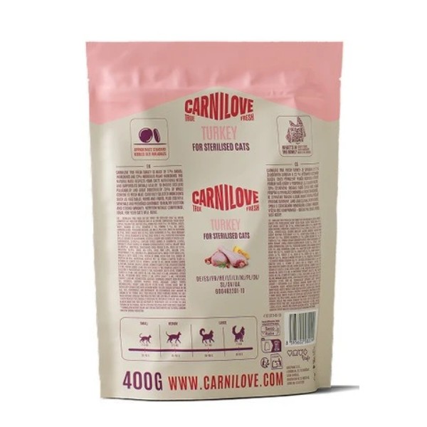 Фото - Сухой корм для кошек Carnilove True Fresh Turkey Sterilised для стерилизованных индейка 400 г (8595602582099)