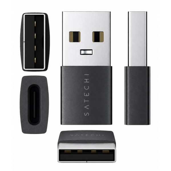 Фото - Перехідник Satechi Type-A to Type-C Adapter Space Black (ST-A2TAUCC)